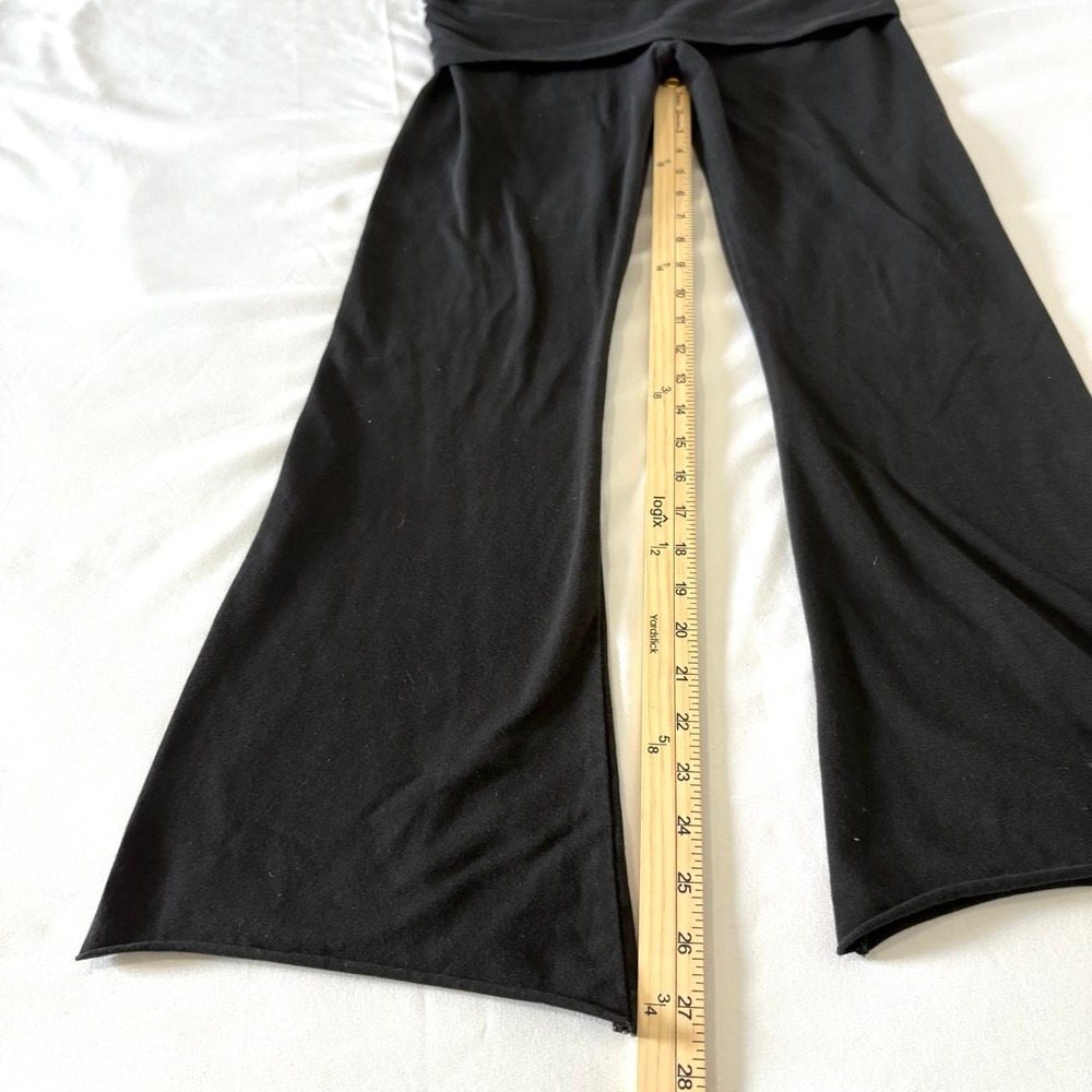 Victoria Secret Pink Foldover Flare Yoga Pants Women Medium Black Y2K Vintage - Picture 7 of 8
